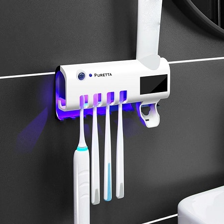 Suporte com lâmpada UV para escova de dentes