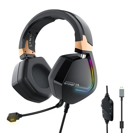 BlitzWolf® BW-GH2 Gaming Headphone 7.1 Channel 53mm Driver USB Wired RGB Gamer Headset with Mic