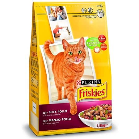Purina Friskies Alimentos para Gatos Adulto Vaca, Frango e Legumes