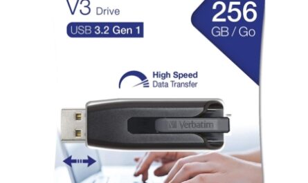 Verbatim Memória USB 3.0 de 256GB com velocidades de 120 Megabytes