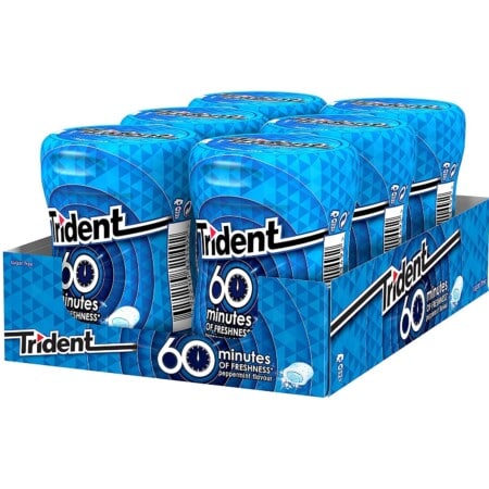 Trident Menta 60min, Sem Açúcar, 6 Embalagens de 72gr por 9,90€