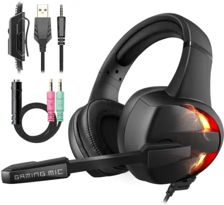 Auscultadores Gaming com Luzes LED RGB, Jack 3.5mm