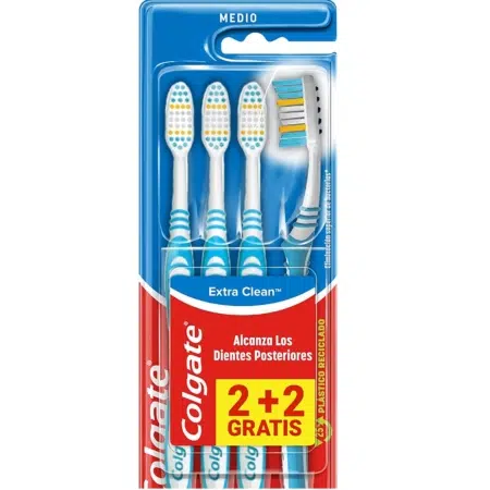 Pack de 4 Escova de dentes Colgate Extra Clean, média