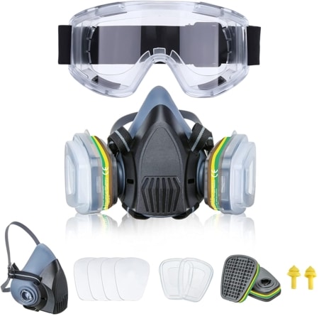 Mascara Proteção + Óculos + Tampões Ouvidos, Para Carpintaria, Pintura etc por 13,2€