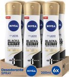 NIVEA Black & White Invisible Silky Smooth Spray en pack de 6 (6 x 200 ml)