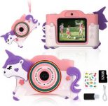 Câmara digital HD para crianças com capa em silicone com desenho unicornio (envio grátis)