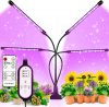 Iluminação LED para cultivo de plantas, iluminação hortícola, 80 LEDs, 4 cabeças movíveis