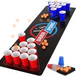 Jogo Beer Pong, com 30 copos, 8 bolas, tapete impermeável 180x60cm