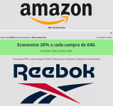 Promoção Amazon Reebok, 20% desconto em compras 40€