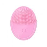 Escova de limpeza facial rosa silicone massageador elétrico para rosto à prova de água