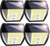 Gobikey Luz solar exterior 138 LED/3 modos luzes com sensor de movimento, certificado IP65 impermeável, pack de 4 peças