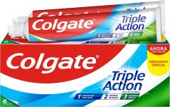 Colgate Triple Actínio, pasta de dentes anticáries, frescura à menta, pack 2 unidades x 75 ml