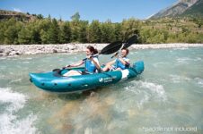 Kayak insuflável para 2 pessoas, com capa de PVC resistente e fitas de fixação para guardar bagagem