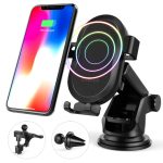 10W Fast Charge Wireless Car Charge Phone Holder with 2 Air Vent Mounts