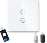Interruptor de luz WiFi 2 Gang 1 via, interruptor inteligente compatível com Alexa/Google Home