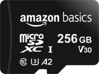 Amazon Basics - MicroSDXC, 256 GB, com adaptador SD, A2, U3, velocidade de leitura até 100 MB/s