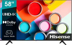 Hisense 58A6EG (58 polegadas) Série de 2022, Smart TV 4K UHD com visão Dolby HDR, DTS Virtual X, Freeview Play, Alexa Built-in, Bluetooth