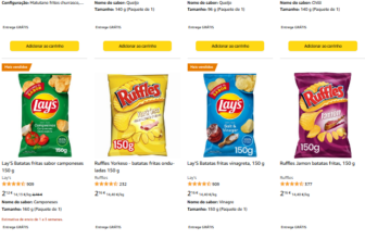 Promoção Amazon batatas fritas ruffles lays cheetos fritos e doritos