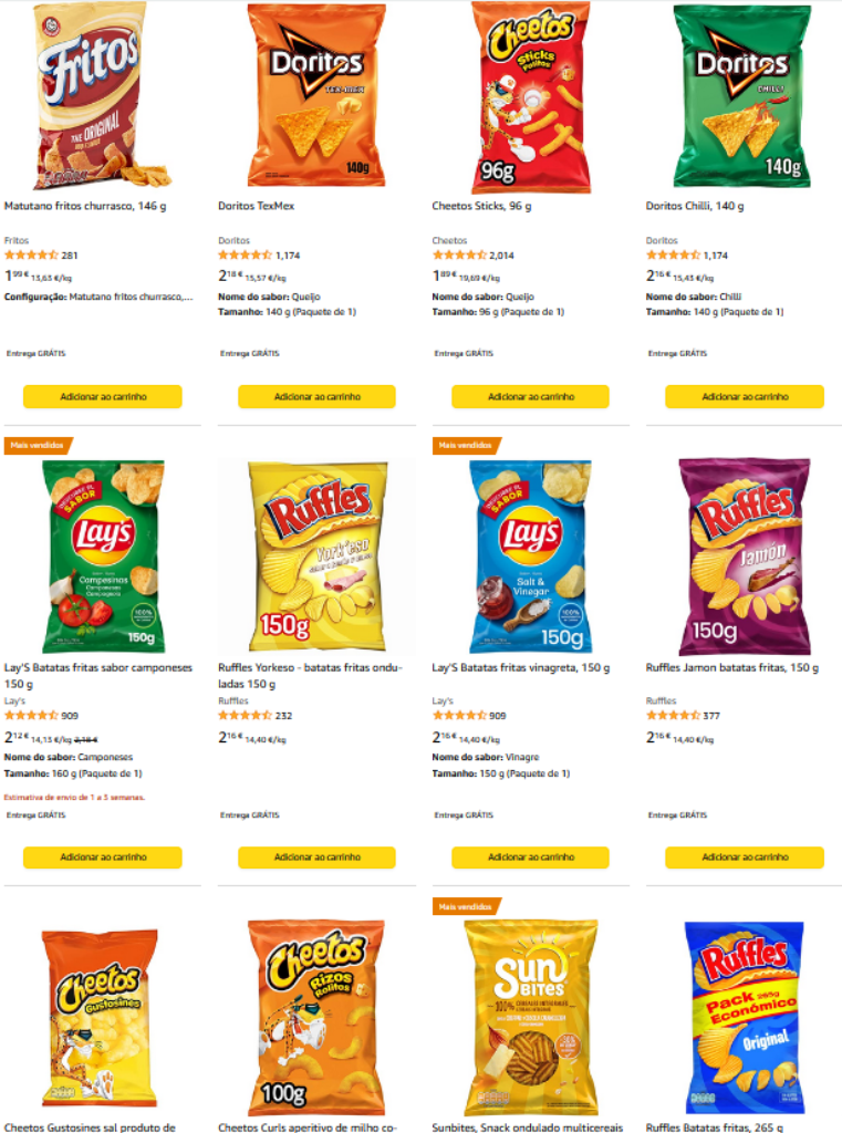 Economia Amazon! Poupa 3€ em compras de 10€ em batatas fritas