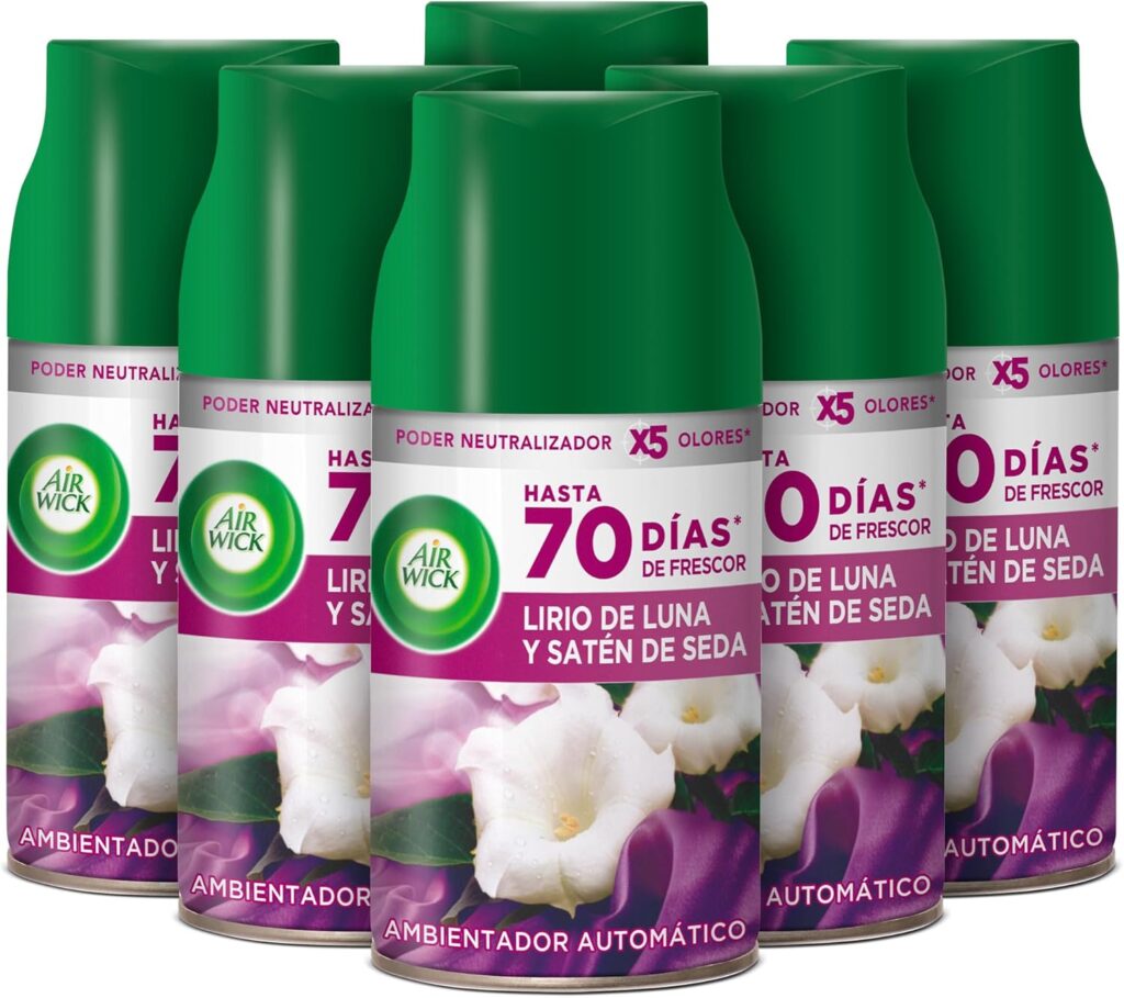 Air Wick Freshmatic aroma fragrâncias Moon Lily e Silk Satin 6 unidades Air Wick Freshmatic aroma fragrâncias Moon Lily e Silk Satin 6 unidades