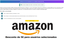 Desconto de 5€ para usuários selecionados AMAZON