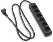 Tomada de 5 socket de 1,4m 230V, 50Hz, preto