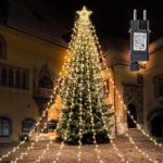 Luzes árvore de Natal com estrela, 350 LEDs 8 modos iluminação natal 2023