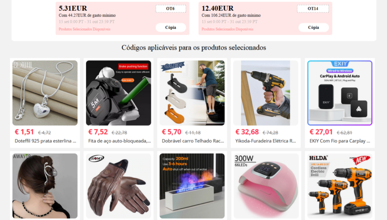 Códigos desconto Aliexpress