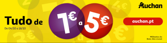 Preços redondos Auchan de 1 euro a 5 euros