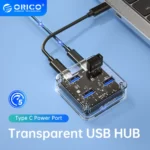 Transparent Usb C Hub 4 Port Expansion With Power Supply Interface Usb 3.2
