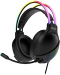 KROM Gaming KLAIM Auriculares com microfone, som estéreo Rainbow RGB LED, colunas de 50 mm