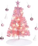 Árvore de Natal pequena, 60 cm árvore de Natal artificial com decoração