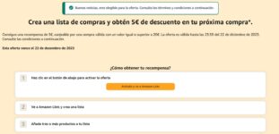 Cria uma lista de compra na Amazon e ganha 5 euros