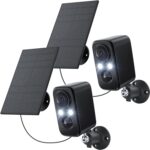 IHOXTX Câmara de vigilância WiFi exterior com painel solar 2 unidades