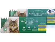Alimento completo equilibrado para gatos adultos - seleção de carne com gelatina, 4,8 kg (48 embalagens de 100 g)