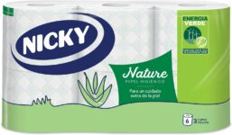 Nicky Nature Papel higiénico, 6 rolos, 3 camadas, 170 serviços