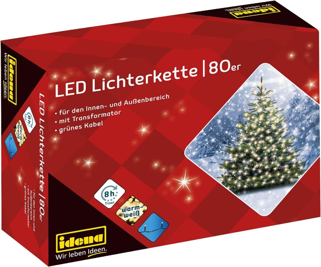 Corrente de luzes LED com 80 LEDs temporizador de 8 horas