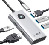 ORICO Hub USB C, 5 em 1, HDMI 4K, entrega energia a 60 W, USB 3.0, 5 GBPS