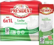 Leite PRESIDENT magro Pacote UHT desnatado