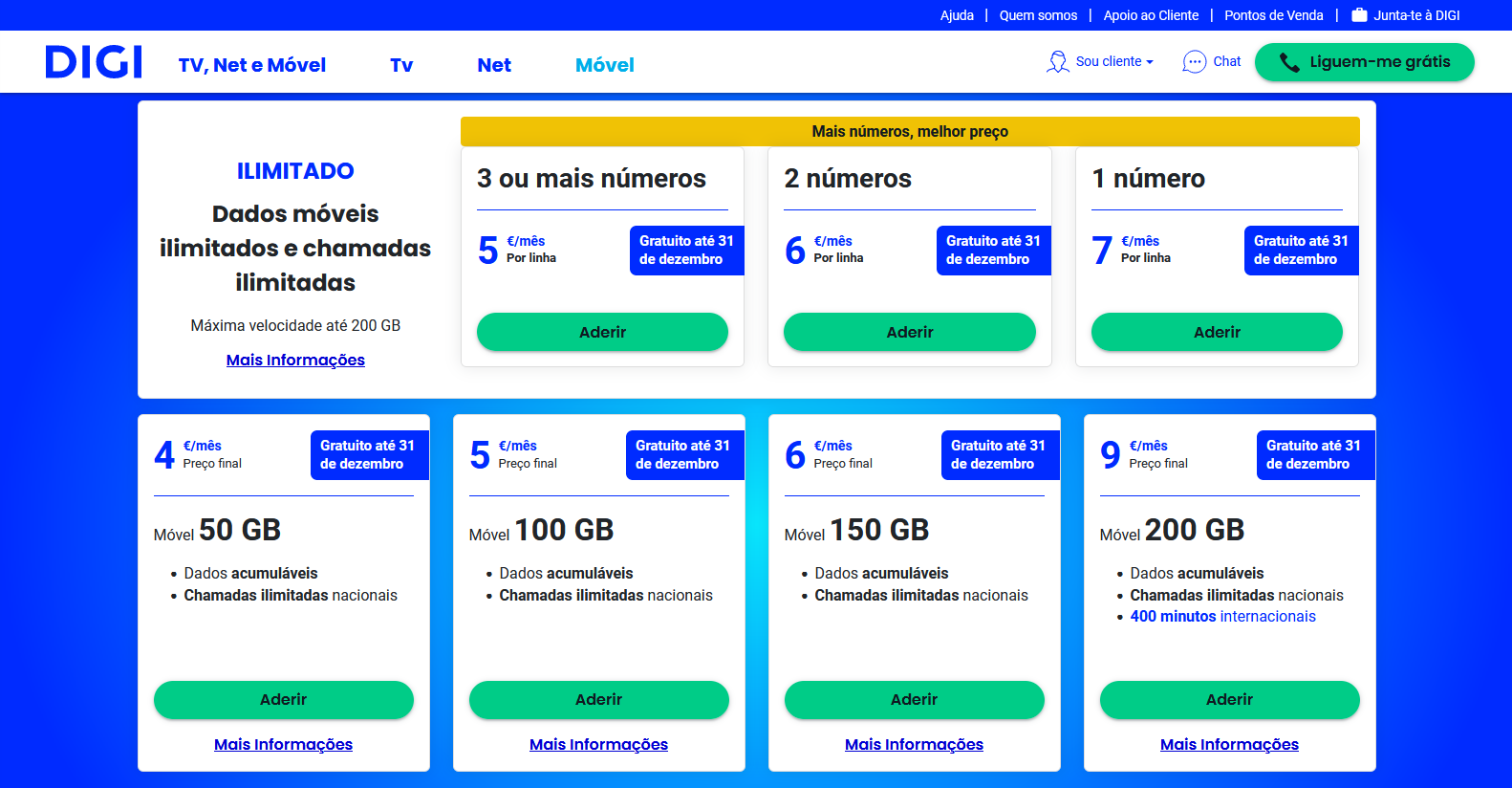 DIGI tarifarios moveis 5g mais barato