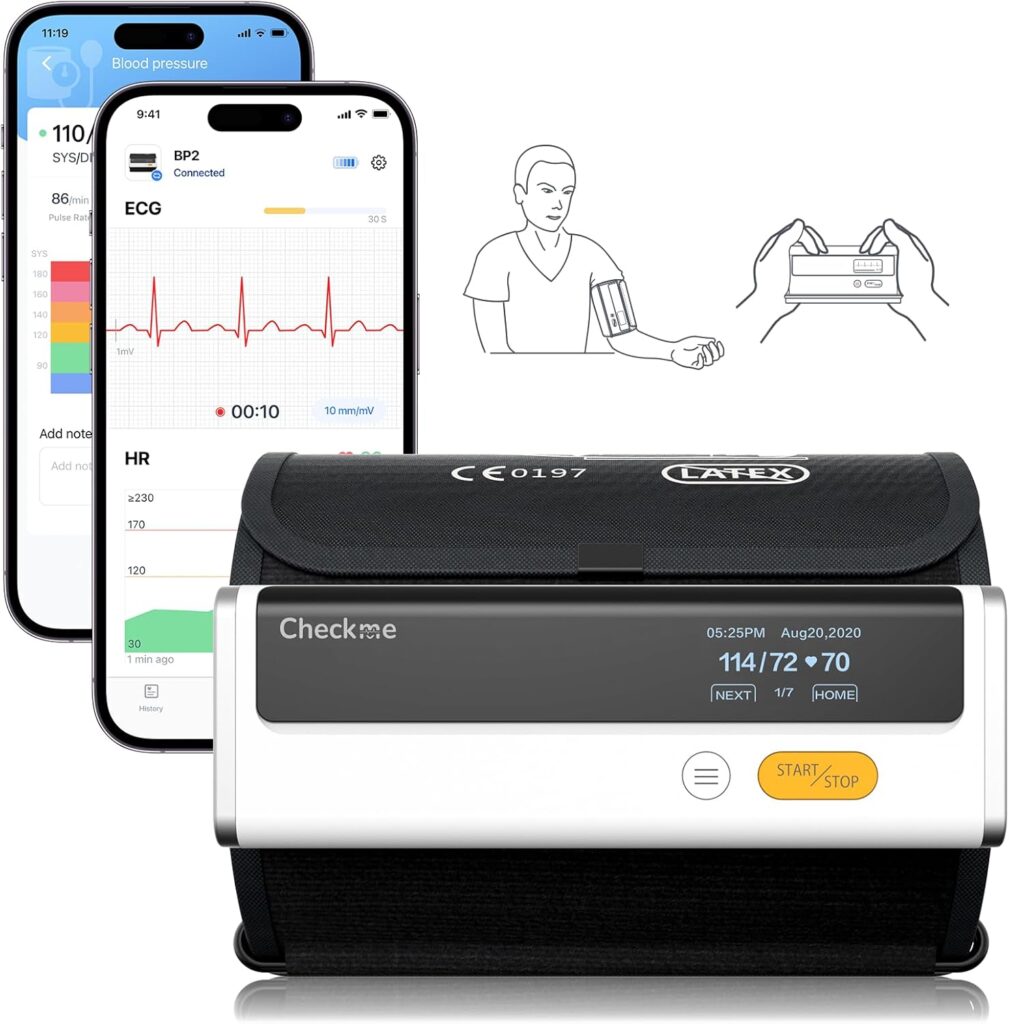 CheckMe Armfit Plus Tensiómetro de braço com ECG e análise de relatórios de ECG