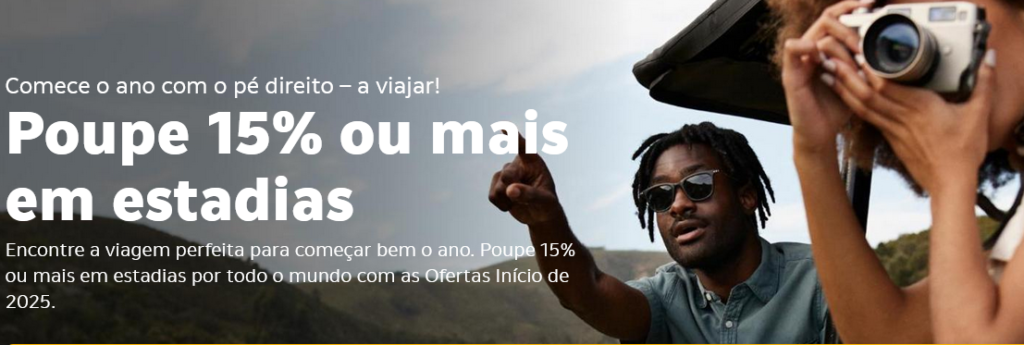 Oferta Booking Poupe 15% ou mais em estadias, comece o ano com o pé direito