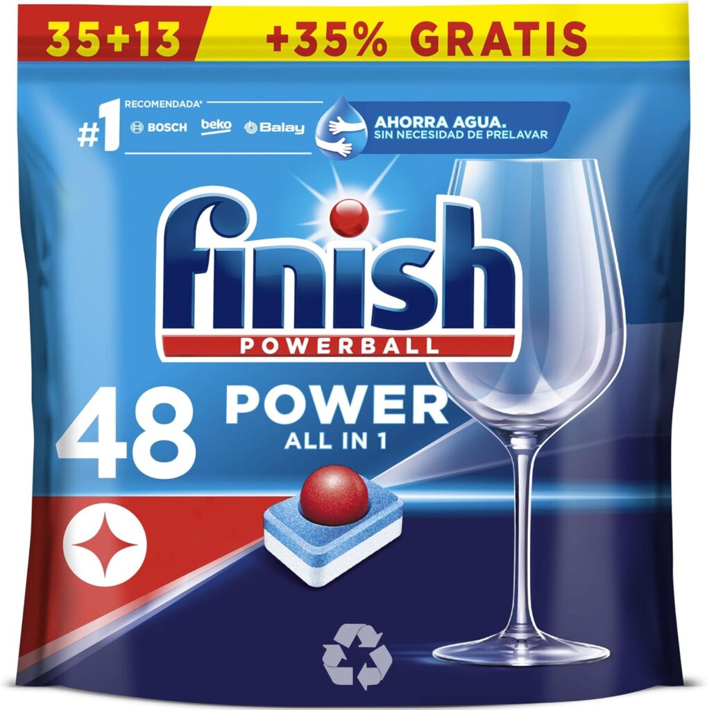 Finish Powerball Pastilhas para máquina de lavar louça, 48 pastilhas