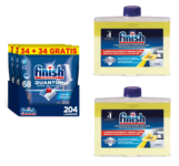 Finish 204 pastilhas + 2 limpa máquina (0,13€ por pastilha)