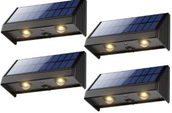 4 x Luzes solares para exteriores impermeáveis, 1200 mAh