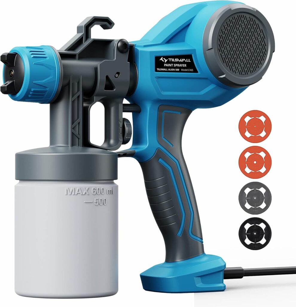 Pistola de pintura HVLP pulverizador de pintura elétrica, 4 bicos e 3 padrões