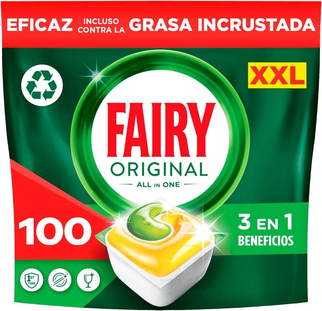 Fairy Original Tudo Pastilhas para máquina de lavar louça, 100 cápsulas