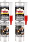 Pattex Silicone churrascos e lareiras, cinzento, resistente ao fogo, 500 g (embalagem de 2)