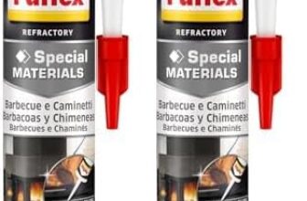 Pattex Silicone churrascos e lareiras, cinzento, resistente ao fogo, 500 g (embalagem de 2)