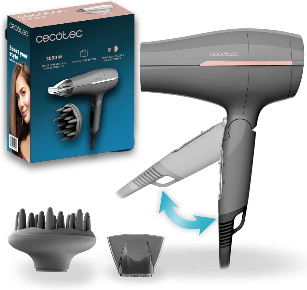 Secador Cabelo de viagem Cecotec IoniCare Power&Go Heaven Grey. 2000 W